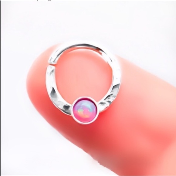 🌻NIB Handmade Pink Fire Open Gemstone Septum/Daith Ring🌻 - Picture 4 of 5